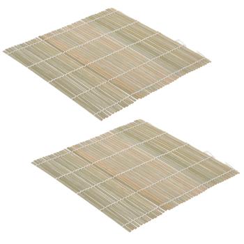 Sushi Matte aus Bambus - 2er Set Sushi Maker für gerolltes Sushi - 24x24cm Bambusmatte - dichte & gleichmässige Struktur - nicht spülmaschinenfest