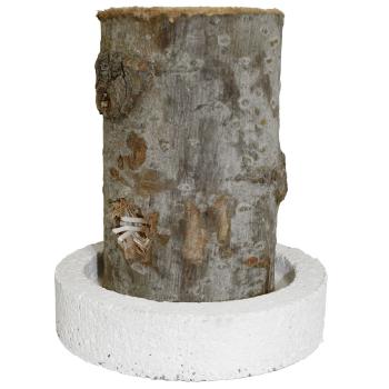 Schwedenfeuer aus Echtholz - Gartenfackel mit Betonsockel Ø 12x18cm - Für Terrasse, Balkon & Outdoor - Pappelholz aus Ungarn - Dekoration & Geschenk