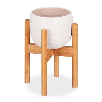 Blumentopfhalter aus Bambus - Verstellbarer Pflanzenständer für diverse Topfgrössen - Robust, braun, 29,5-37,5cm Ø - 35,5cm hoch - 60kg Belastbarkeit