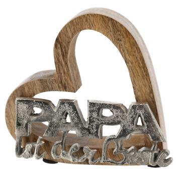 Dekoherz aus Mangoholz "Papa ist der Beste" - Geschenk für Vater zum Geburtstag, Vatertag, Weihnachten - Innendekoration 15x5x15cm