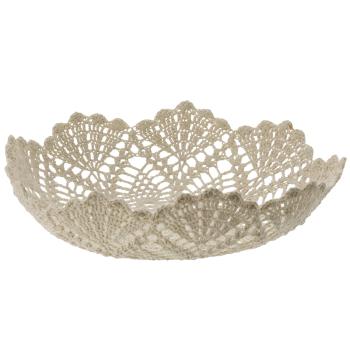 Dekoschale Makramee aus Baumwolle - Boho-Style Korb mit Metallrahmen für Schmuck & Kosmetika - Ø 22x7cm Beige - Robust & vielseitig einsetzbar