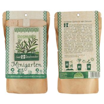 Preview: Rosmarin Saatgut Set - Komplett-Anzucht-Kit für Kräutergarten Aussenbereich - Mit Erde, Anleitung, Pflanzstäbchen - Wasserdichte Tüte - Geschenk
