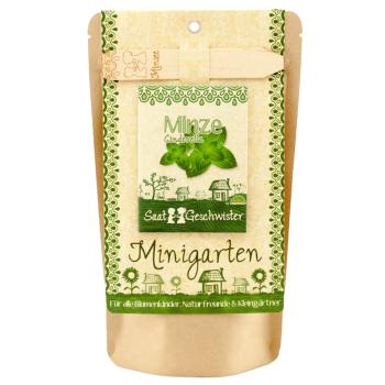 Saatgut Set Minze - Anzucht Komplett-Set mit Gartenerde, Samen, Anleitung & Pflanzstäbchen - wasserfeste Verpackung als Pflanztopf nutzbar - 80 Pflanzen