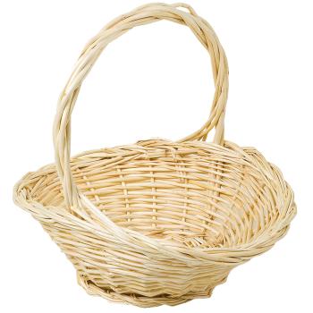 Streukorb aus Naturmaterial - Eleganter Blumenkorb mit Henkel aus weisser Weide für Hochzeiten & Deko - Vielseitiger Aufbewahrungskorb creme 28x21x9cm