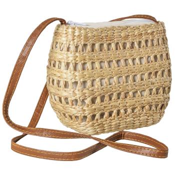 Umhängetasche Wasserhyazinthe - Geflochten mit Lederriemen - Braun Beige - Umweltfreundlich Nachhaltig - 18x10x15cm - Handgefertigt