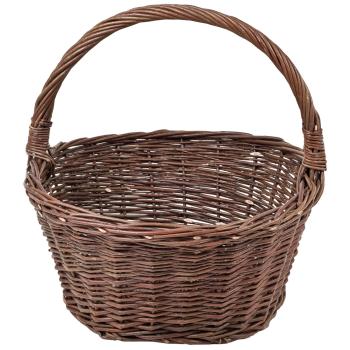 Allzweckkorb Natur Weide - Geflochtener Korb mit Henkel für Transport & Deko - Ø 45x22/47cm - Rustikal, ungeschält, naturbraun, robust & vielseitig