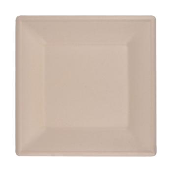 Preview: Teller eckig aus Zuckerrohr 24er-Set - Biologisch abbaubar & kompostierbar - 20x20cm - Für heisse/kalte Speisen, Events & Catering