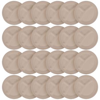 Zuckerrohr Teller rund 24er-Set - Biologisch abbaubar kompostierbar - 23cm Ø - für warme & kalte Speisen - Mikrowellen- & Catering geeignet