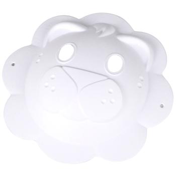 Preview: Löwen-Maske weiss-Dekorationsmaske für Zuhause & Fasnacht-Mit Band zum Aufhängen/Anziehen-Bemalbar/Verzierbar-23x22cm Papier/Karton-Ganzjährig einsetzbar