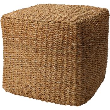 Pouf Schilf würfelförmig - Vielseitiger Sitzhocker Natur - L 42 x H 41 cm - Trendiges Design für Boho Skandi Vintage Landhaus - Gemütliche Natur-Deko