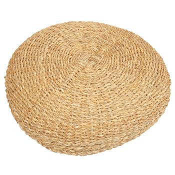 Preview: Sitzpouf gross aus Schilf - Rundes Bodenkissen für gemütliche Sitzecken - Natur 58x58x20cm - Skandinavisch Boho Vintage Landhaus