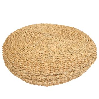 Sitzpouf gross aus Schilf - Rundes Bodenkissen für gemütliche Sitzecken - Natur 58x58x20cm - Skandinavisch Boho Vintage Landhaus