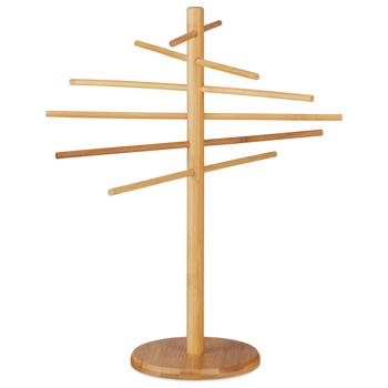 Nudeltrockner Bambus - Pastaständer für selbstgemachte frische Nudeln wie Spaghetti & Tagliatelle - 12 Arme - H 41x34x15cm - Stabil & standfest