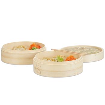 Bambusdampfkorb - 2-lagiger Dampfgarer für gesunde Küche - Schonendes Kochen von Reis, Gemüse, Dumplings, Lachs & Frühlingsrollen - Ø 24 cm