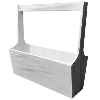 Holzkiste mit länglichem Griff Deko Korb weiss Shabby Chic - Organizer für Küche Bad Kinderzimmer - 30x12x30cm Holz/MDF ökologische Farbe