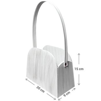 Preview: Holz-Taschen-Korb - Shabby Chic Deko-Objekt, Handtaschenform, weiss - 20x9x15cm, MDF, ökologische Farbe - vielseitig & nachhaltig