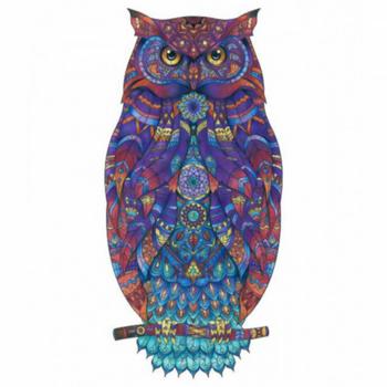 Holzpuzzle Eule 235 Teile - Buntes Tierpuzzle trainiert Geduld & Konzentration - HDF-Material 24x49cm - Mit Tier-Extras für Erwachsene