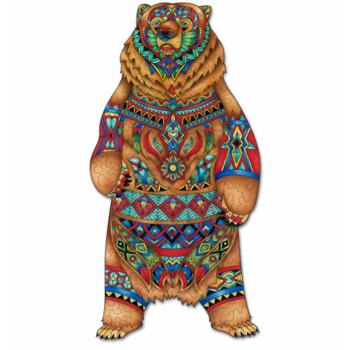 Buntes Holzpuzzle Bär 157-Teile - Schillerndes Tier-Puzzle - Fördert Konzentration & Kurzzeitgedächtnis - 25x50cm - Inkl. Tier-Extras