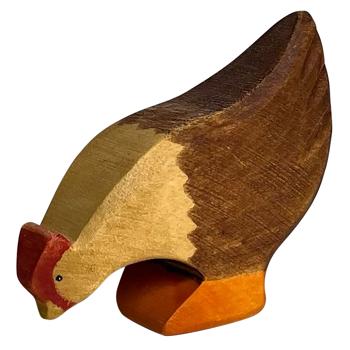 Holztier Huhn Handgefertigt - Nachhaltiges Holzspielzeug mit Bio-Ölen für Kinder - 7x5x2 cm - Fördert Fantasie & Intelligenz - Geschenkidee