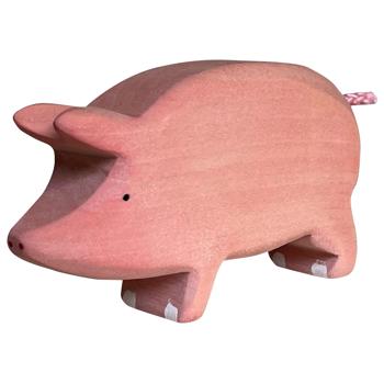 Holztier Schwein - Handgefertigt, nachhaltig mit Bio-Ölen - 10x6x3 cm Holzfigur für Kinder - Fördert Fantasie & Intelligenz - Weihnachtsgeschenk