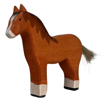 Holzpferd handgefertigt - Nachhaltiges Holzspielzeug für Kinder, poliert mit Bio-Ölen - 14x14x3 cm - Fördert Fantasie & Intelligenz - Ideal als Geschenk