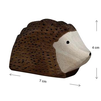 Preview: Holztier Igel handgefertigt aus Linde - Nachhaltig mit Bio-Ölen poliert für fantasievolles Spiel - Ideales Geschenk für Kinder ab 3 Jahren - 7x4x2cm