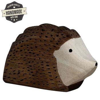 Preview: Holztier Igel handgefertigt aus Linde - Nachhaltig mit Bio-Ölen poliert für fantasievolles Spiel - Ideales Geschenk für Kinder ab 3 Jahren - 7x4x2cm