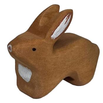 Holzfigur Hase handgefertigt - nachhaltig & mit Bio-Ölen poliert - 5,5x4x2cm - ideales Lernspielzeug für fantasievolles Spiel - Geschenk