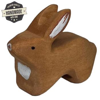 Preview: Holzfigur Hase handgefertigt - nachhaltig & mit Bio-Ölen poliert - 5,5x4x2cm - ideales Lernspielzeug für fantasievolles Spiel - Geschenk