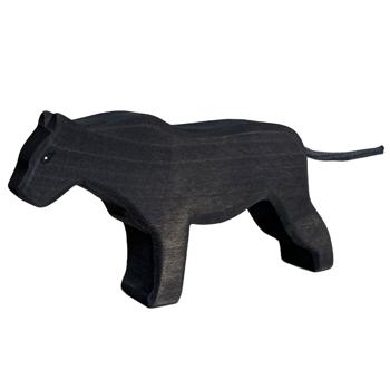 Holztier Panter - Handgefertigt, nachhaltig & umweltfreundlich mit Bio-Ölen poliert - 16x8x3 cm Holzspielzeug für Kinder, fördert Fantasie & Intelligenz