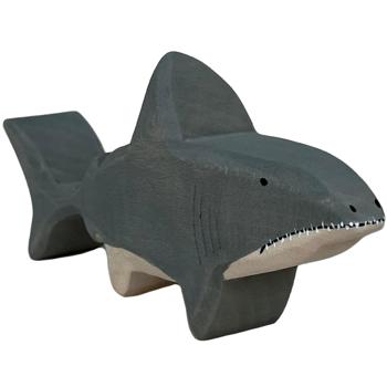 Holztier Haifisch - Handgefertigt, nachhaltig & mit Bio-Ölen poliert - 16x8x3 cm Holzspielzeug aus Linde für Kinder ab 3 Jahren, fördert Fantasie