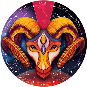 Sternzeichen Holz Puzzle Widder - Entspannung, Gedächtnistraining & Geschenkidee - 180 Teile, Ø 24 cm aus Birkenholz für Astrologie Fans