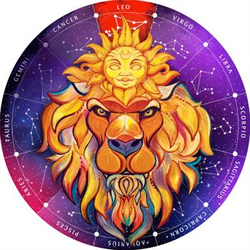 Sternzeichen Holz Puzzle Löwe aus Birkenholz - 180 Teile, Ø 24 cm - Entspannung & Gedächtnistraining - Geschenk für Astrologie-Fans