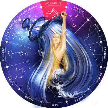 Sternzeichen Holz Puzzle Wassermann - Entspannung - trainiert Gedächtnis - aus Birkenholz - 180 Teile - Horoskop Ø 24 cm - Geschenkidee