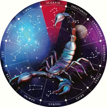 Sternzeichen Holz Puzzle Skorpion - 180 Teile - Horoskop Ø 24 cm - Birkenholz - Entspannung - Geschenk - Gedächtnistraining - Für Puzzle-Anfänger & Profis