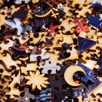 Preview: Sternzeichen Holzpuzzle Schütze - Entspannung & Gedächtnistraining - 180 Teile aus Birkenholz - Ø 24 cm - Ideales Geschenk - Tierkreiszeichen