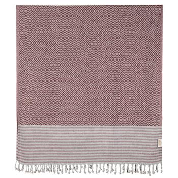 Preview: 2er-Set Hamamtuch - Handgefertigt, kuschelweich & hautfreundlich, für Wellness, Hamam, Strand - 100% Baumwolle, bordeaux, 190x90cm, waschbar 40°
