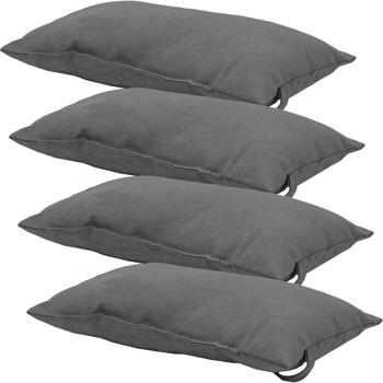 4er-Set Universelles Kopfkissen für Garten- und Liegestühle, ca. 24 x 40 cm, grau, für höchsten Komfort & Entspannung, stilvoll & langlebig