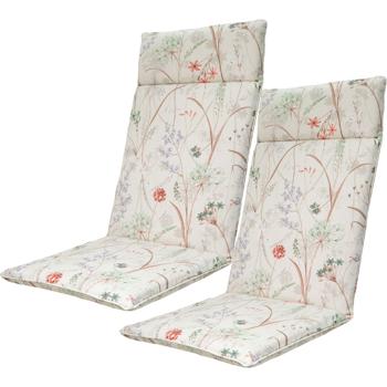 2er-Set Luxuriöse Hochlehner-Auflage, Gartenstuhlkissen wasserabweisend, Blumenmuster weiss, 120 x 50 cm, weich & komfortabel für optimale Entspannung