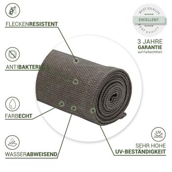 Preview: Moderner Tischläufer für den Innen- und Aussenbereich, taupe, 140 x 50 cm: Wetterfest, pflegeleicht & stilvoll, für Garten, Terrasse & Esszimmer