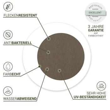 Preview: Moderne Tischdecke für den Innen- und Aussenbereich, taupe, Ø 160 cm: Wetterfest, pflegeleicht & stilvoll, für Garten, Terrasse & Esszimmer