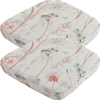 2er-Set Bequemes Stuhlkissen Outdoor, Blumenmuster weiss, 48 x 48 cm, wetterfestes & wasserabweisend Sitzkissen, stilvoll für Garten, Terrasse & Balkon