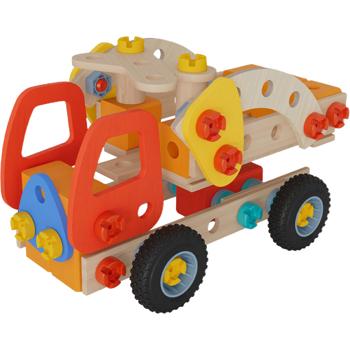 Preview: Feuerwehr Spielzeug 2in1 Set, 137 Teile, mit FSC Holz, nachhaltiges Konstruktionsspielzeug ab 5 Jahre - Kreatives Lernspielzeug