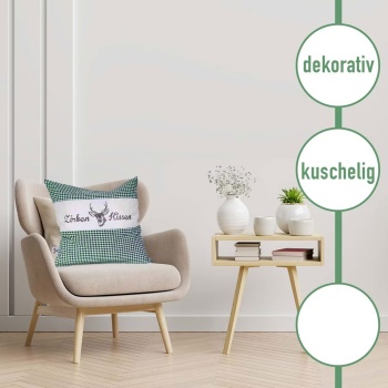 Preview: 2er-Set Zirbenkissen Vichy Grün 26x19 cm, gefüllt mit 220g Natur Zirbenspäne, 100% Bio-Baumwolle Bezug, Aromatherapie Schlafkissen aus Deutschland