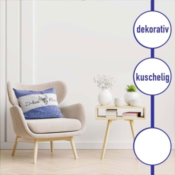 Preview: Zirbenkissen Vichy Blau 30x30 cm, gefüllt mit 350g Natur Zirbenspäne, 100% Bio-Baumwolle Bezug, Aromatherapie Schlafkissen aus Deutschland