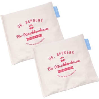 2er-Set Bequemes Bio-Kirschkern, 25x25 cm - Natürliches Wärme- & Kältekissen für Bauch, Rücken, Nacken & Schulter - Kissenbezug Bio-Baumwolle