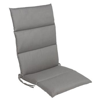 Hochlehner-Auflage Rollstepp Grau - Optimaler Sitzkomfort & edler Look für Gartenstühle - 123x50x6 cm - 55% Baumwolle 45% Polyester