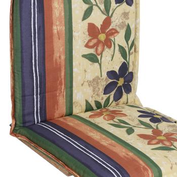 Preview: Hochlehner-Auflage Floral mit Streifen, 123 x 50 x 6 cm