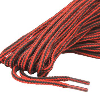 Preview: Trekking-Schuhbändel 2 Paar - Robust & Reissfest für Wander-, Trekking- & Arbeitsschuhe - Multicolor Rot-Schwarz - 180 cm Länge mit runder Spitze