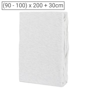 Premium Jersey Melange Fixleintuch, 100% Baumwolle, silber, 90-100 x 200 + 30 cm